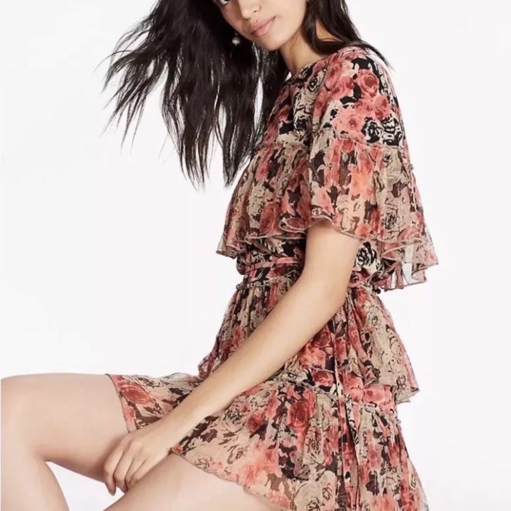 Lucky Brand Ruffle Flutter Boho Mini Dress NWT